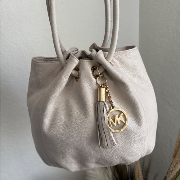 Michael Kors Handbags - Michael Kors Off-White Leather East West Ring Tote Bag